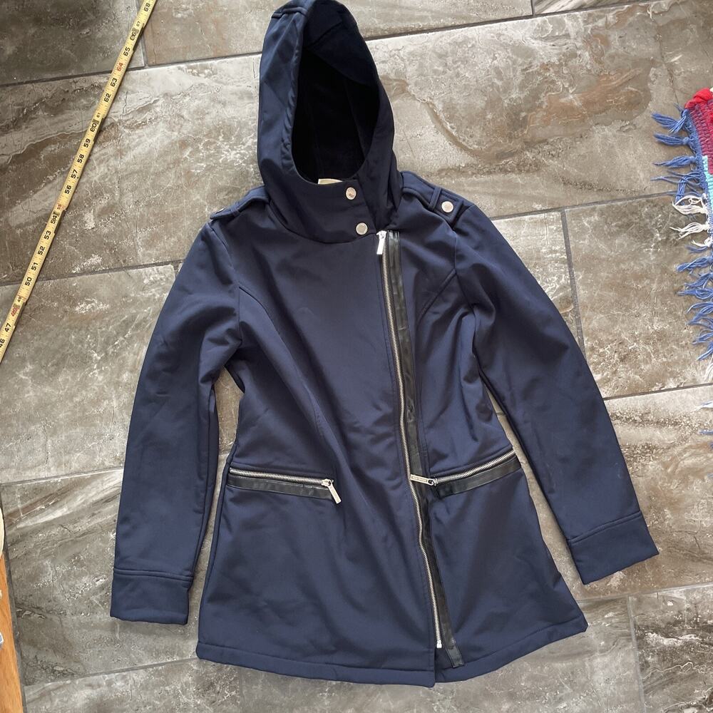 Michael Kors Women’s Medium Asymmetrical Pea Coat Good Zipper Navy Blue